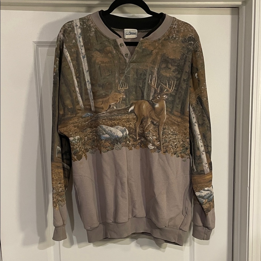 Vintage Camo Men's Whitetail Deer Crewneck Sweater